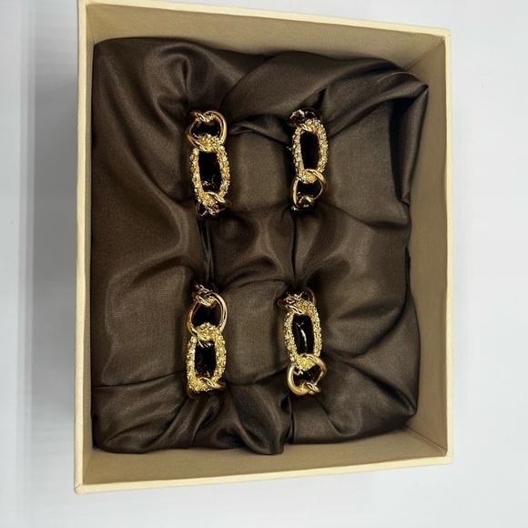 L’objet Gold Plated and Swarovski Crystal Link Napkin Rings (Set of four). NEW - Picture 2 of 3